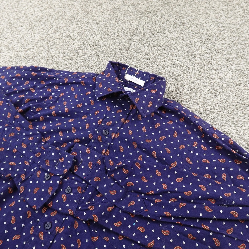 NEW VTG Brooks Brothers Shirt Boys M Blue Paisley Button Up Long Sleeve USA Kids